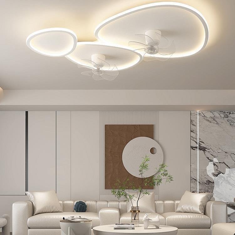 客厅灯吸顶风扇灯全光谱现代简约摇头主卧室电扇灯极简一体吊扇灯