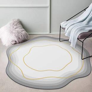 梳妆台地垫圆形轻地毯侘寂风电脑椅脚垫卧室不规则客厅奢极简书房