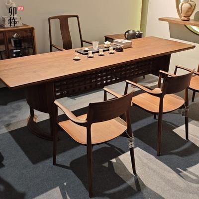 卯作新中式北美黑胡桃木茶桌宋代美学禅意高端实木茶台办公室茶室