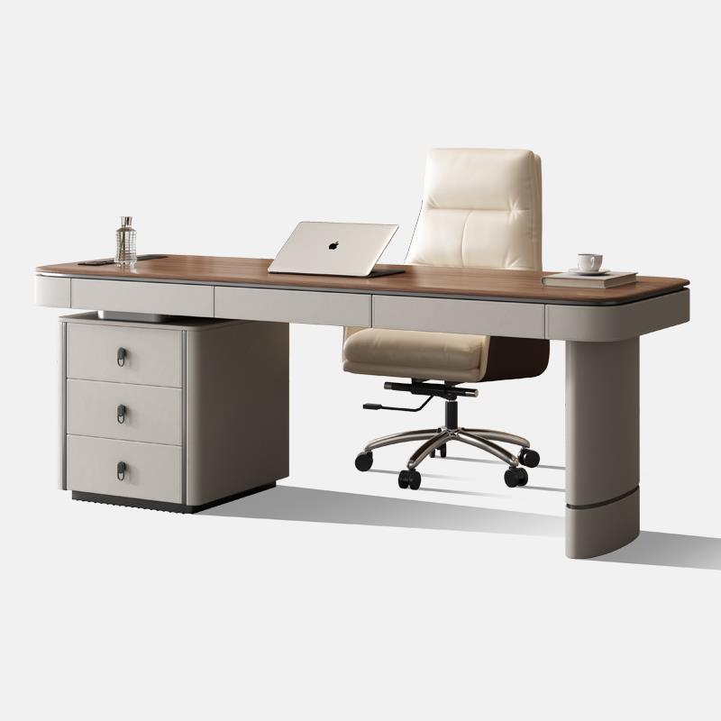 实木书桌意式极简书房电脑桌设计师高级感家用现代简约轻奢办公桌