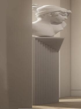 白砂岩大理石落地雕塑台摆件饰品展示台客厅玄关基座立柱摆件底座