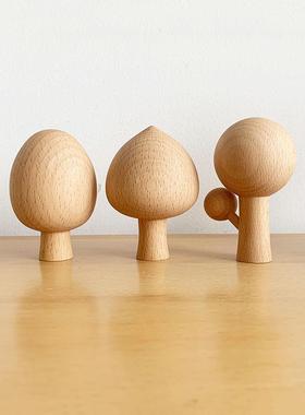 小树实木摆件榉木日系可爱手工装饰品精致现代简约柜子搁板装饰物