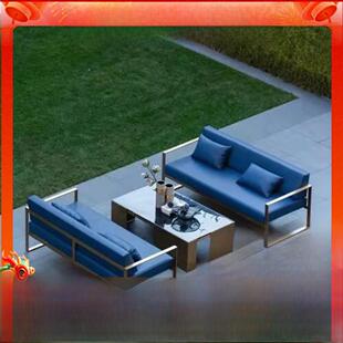 户外不锈钢沙发别墅庭院酒店度假村床和早餐露天观景桌沙发咖啡桌