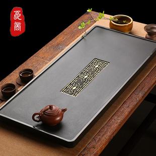 乌金石茶盘天然整块家用石头茶台排水石材茶海简约黑金石茶具茶盘