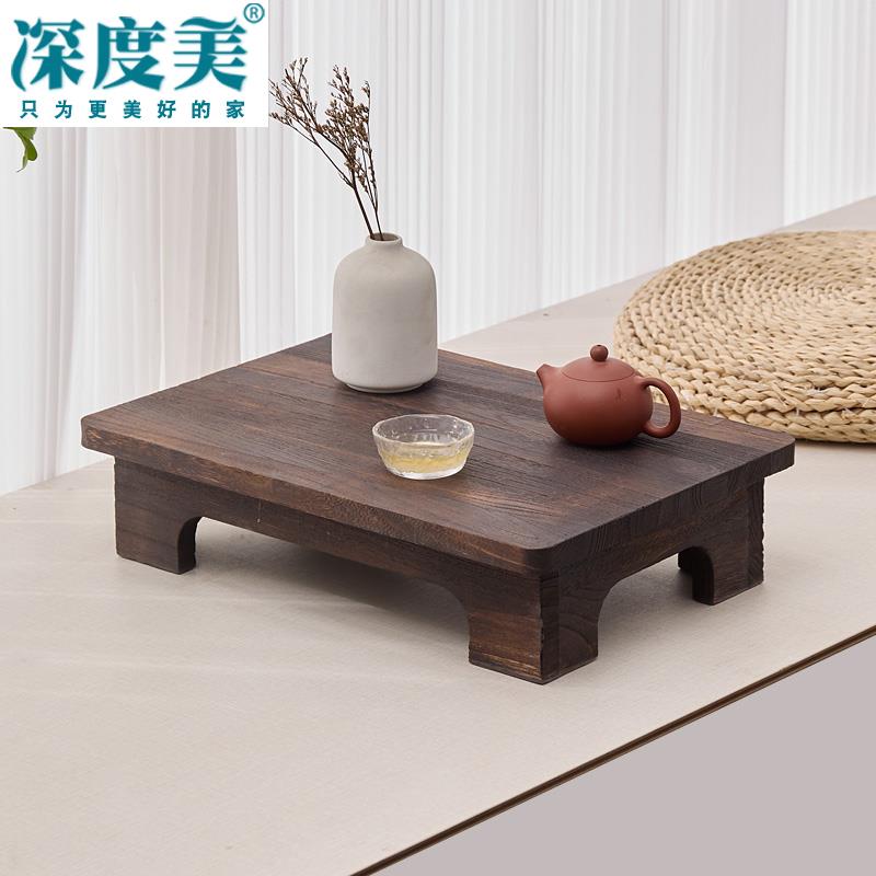 深度美实木榻榻米茶几简约飘窗桌炕桌阳台矮桌禅意小桌子桐木茶桌
