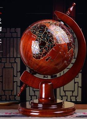 木地球仪办公室摆件客厅书房桌面装饰品开业送礼乔迁新居礼品
