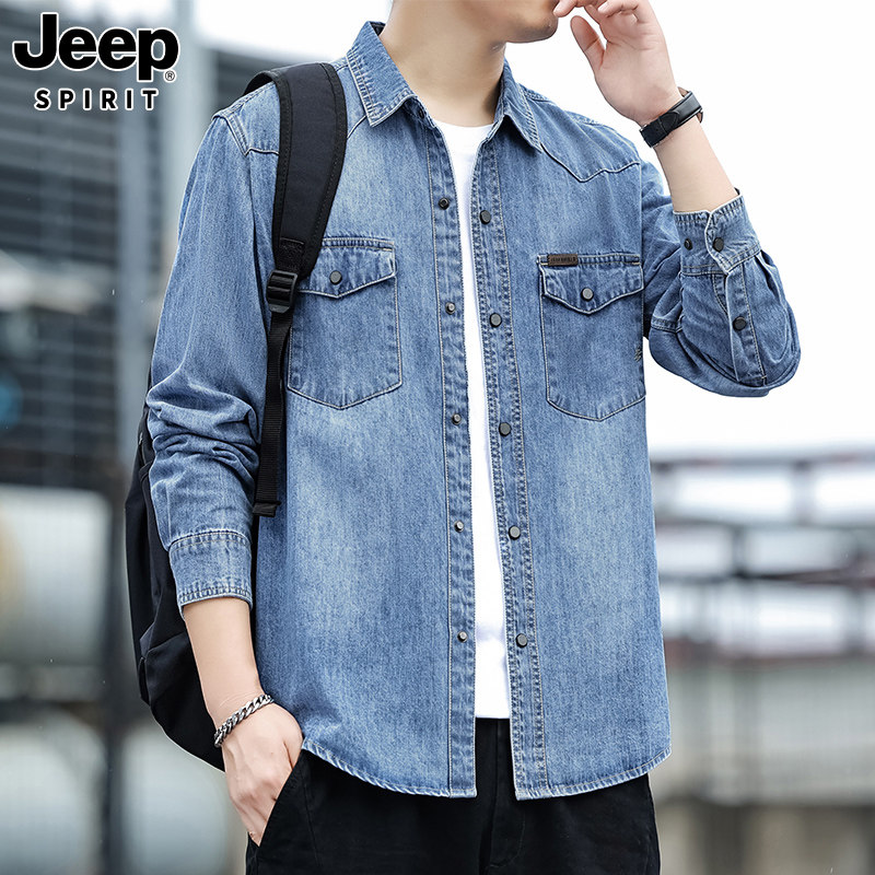 JEEPSPIRIT男牛仔衬衫秋新款