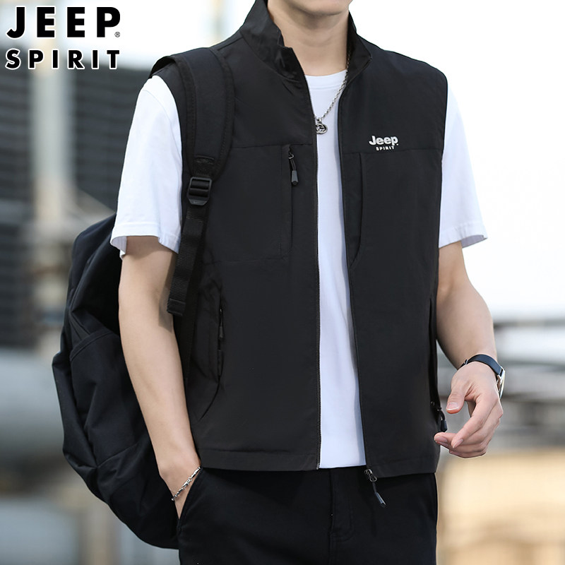 JEEPSPIRIT工装马甲男士透气