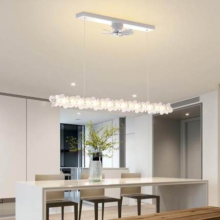 长条水晶吊灯现代简约创意风扇灯书房吧台灯餐厅灯办公室led灯具