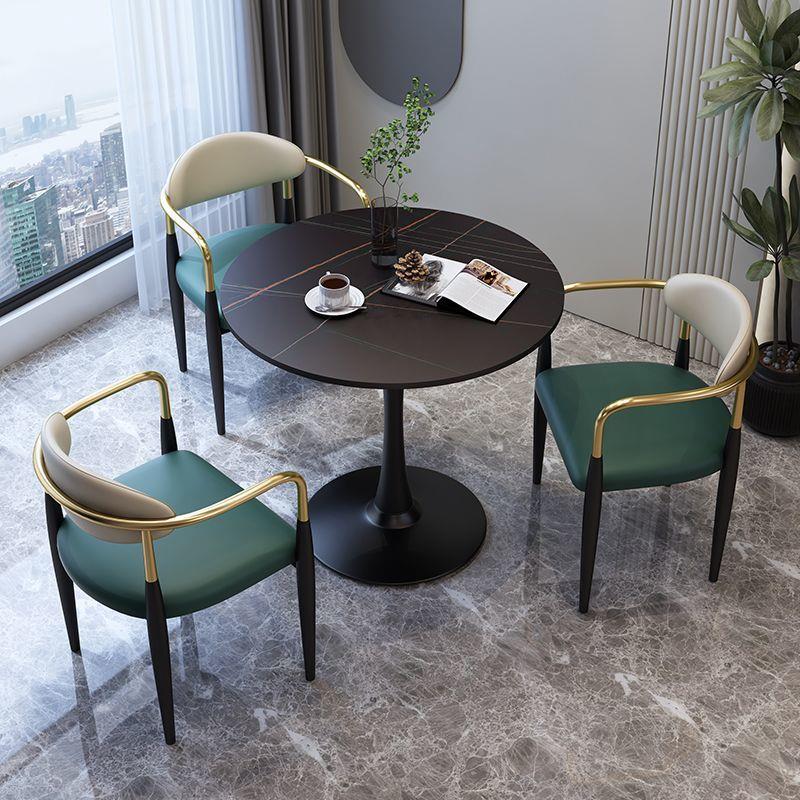 北欧轻奢岩板洽谈桌椅组合小户型网红接待奶茶店阳台休闲小圆桌子