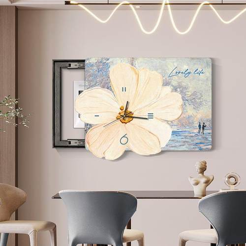 电表箱装饰画带钟表免打孔配电箱遮挡现代简约小清新挂画壁画电闸