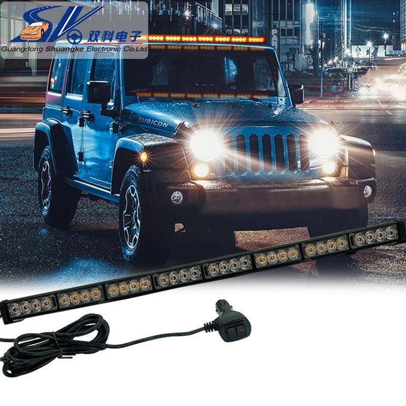 4灯珠8节32LED单排长条灯96W汽车前后杠灯12-24V车顶频闪警示灯