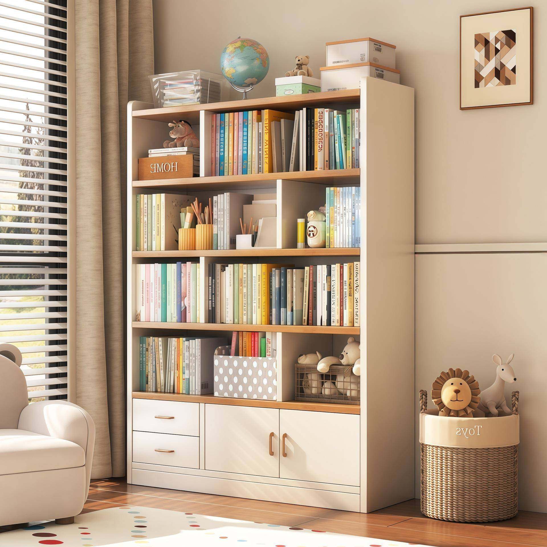 儿童实木书架图书馆落地置物架一体靠墙多层客厅飘窗收纳储物书柜,电子/电工,接线端子,淘宝优惠券,粉丝福利购,淘宝优惠卷