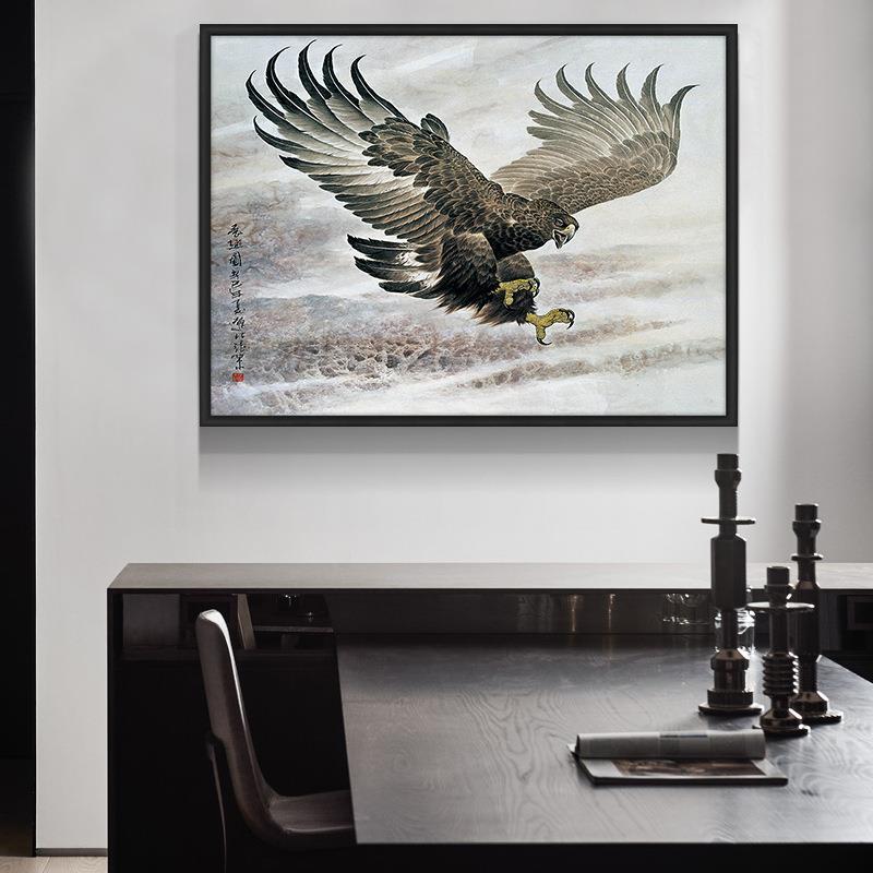 新中式老鹰装饰画鹏程万里大鹏展翅办公室挂画书房大展宏图墙壁画