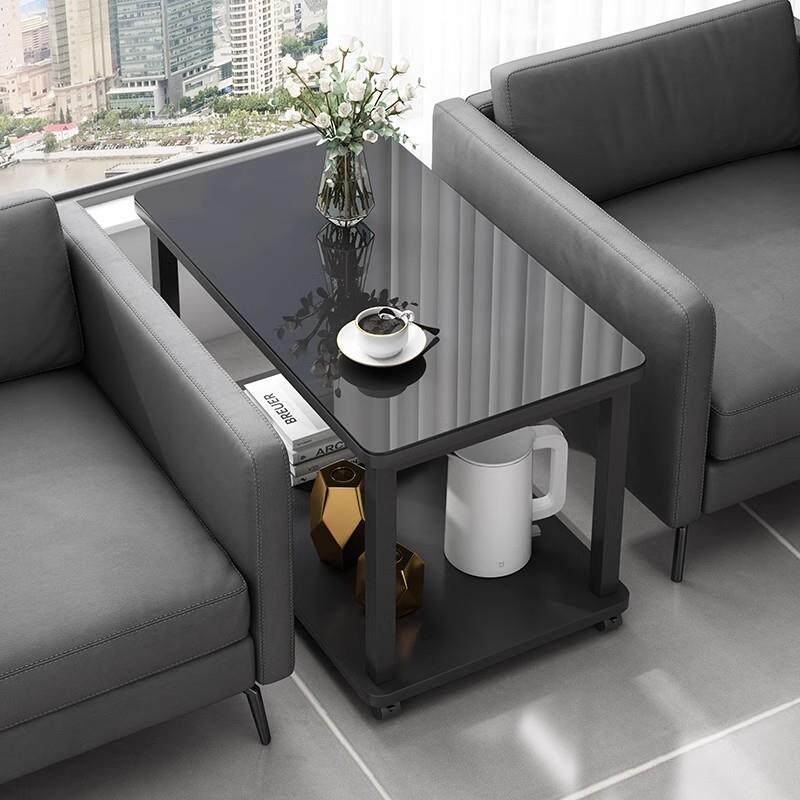 茶几沙发边几客厅家用小户型移动小桌子简约现代钢化玻璃阳台茶桌