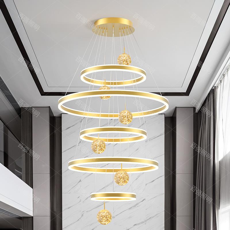 别墅挑空客厅吊灯复式楼中空大吊灯现代简约loft公寓轻奢跃层灯具