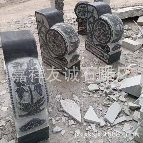 石雕门墩抱鼓石一对汉白玉青石中式仿古狮子庭院别墅门口装饰摆件