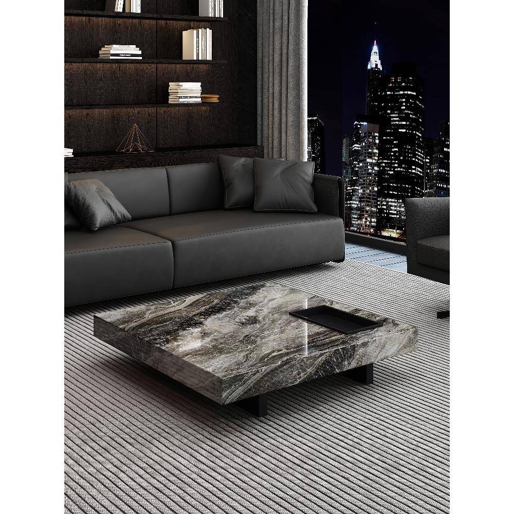 新款意式轻奢现代极简高端大理石茶几客厅家用大小户型岩板长方形