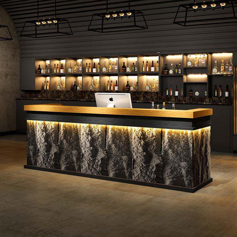 新中式民宿收银台餐厅吧台实木养生馆茶楼前台棋牌足浴接待台