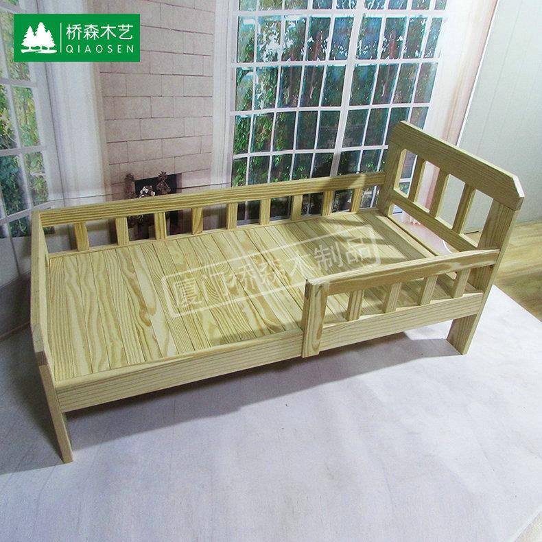 简约小型单人儿童学生全实木床中式原色宿舍员工床铺家用松木材质