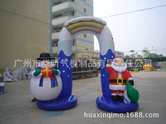 厂家 圣诞老人雪人拱门 卡通充气拱门气模型 圣诞节商场摆件装饰