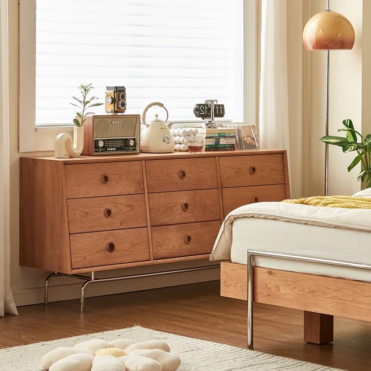北欧实木九斗柜小户型卧室客厅靠墙储物收纳边柜复古抽屉柜子