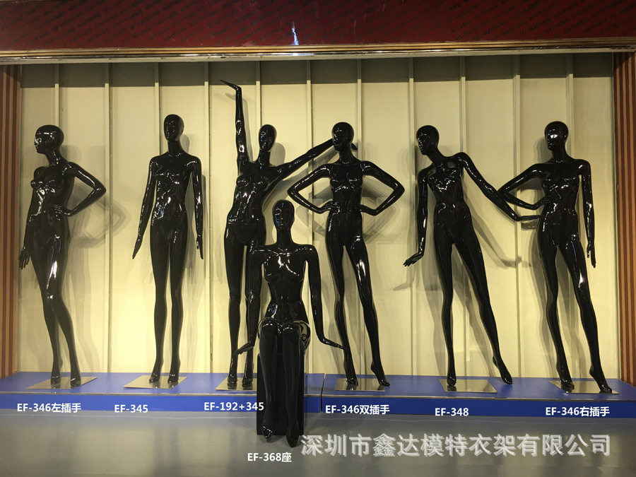亮光黑色女装模特全身橱窗模特道具玻璃钢展示模特陈列模特