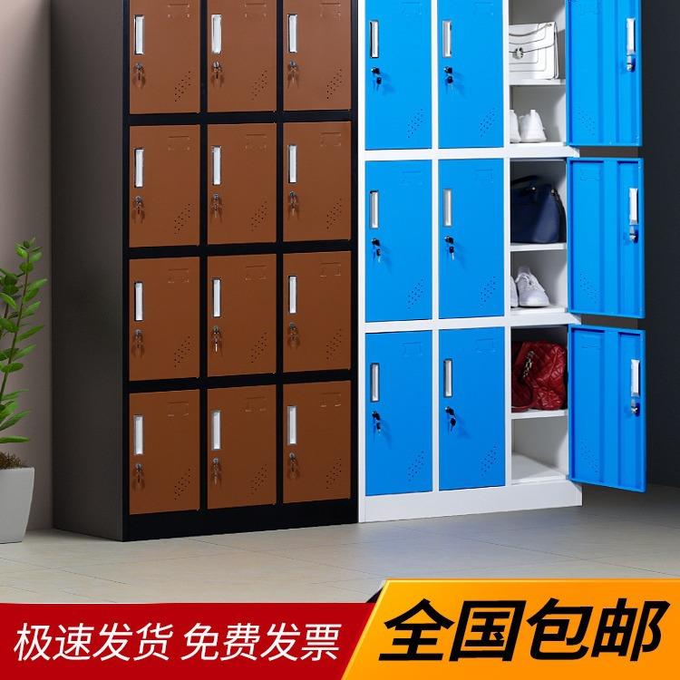 彩色感应锁更衣柜健身房存包柜存物柜寄存柜带锁铁皮柜员工储物柜