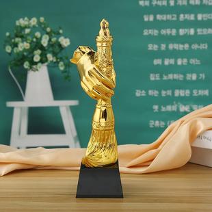 水晶树脂镀金奖杯公司年会颁奖典礼奖杯多款式树脂奖杯办公室摆件