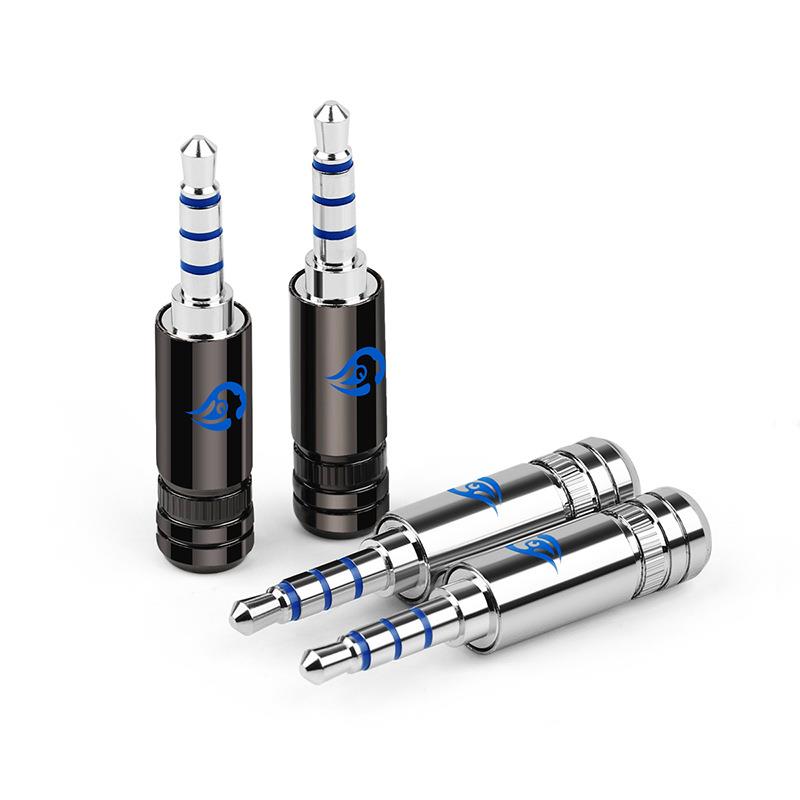 倾音坊蒂铜极光镀銠3.5四级平衡插头蒂铜镀佬3.5四级插头