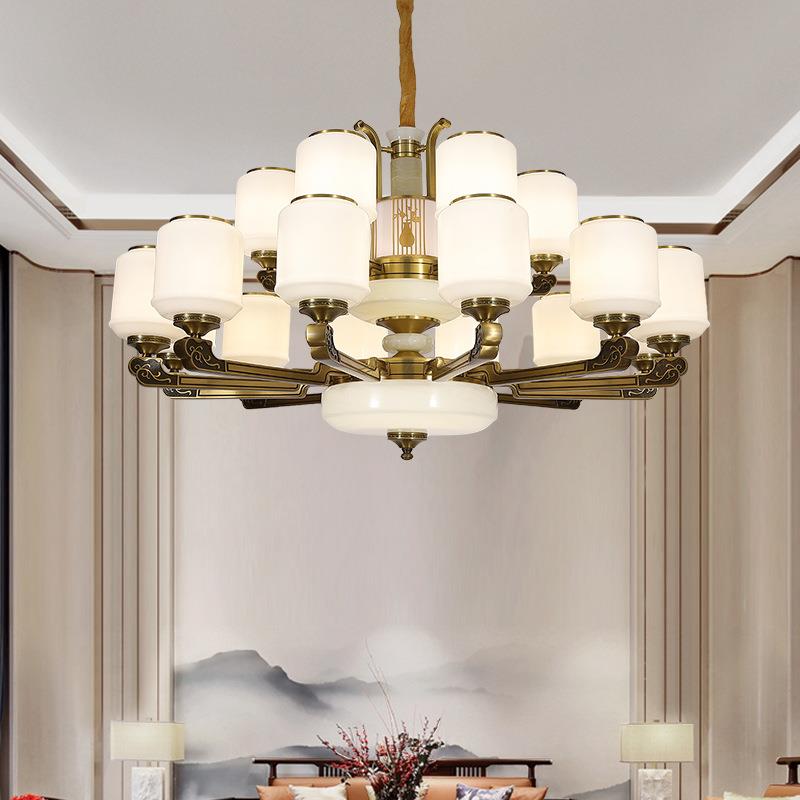 新中式复古大气客厅吊灯锌合金中国风餐厅卧室灯别墅复式楼大吊灯