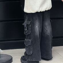 男童工装牛仔裤2025新款中大童春秋款宽松直筒阔腿裤长裤