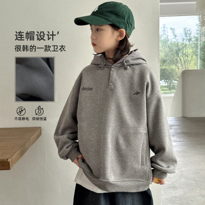 男童加绒卫衣秋冬款2025新款
