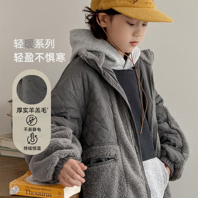 男童羊羔绒外套2025冬季新款