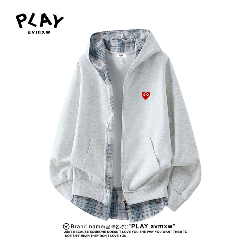 PLAYAVMXW连帽潮牌假两件上衣