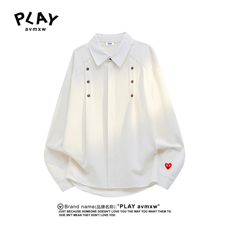 PLAY AVMXW 官方长袖衬衫春秋季新款情侣款简约潮流宽松翻领上衣