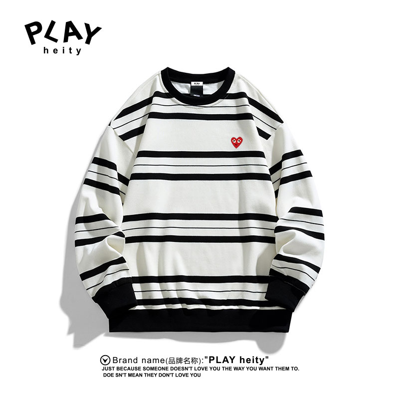 PLAYHEITY条纹撞色圆领卫衣