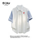 AVMXW 情侣潮牌时尚 官方衬衫 PLAY 夏季 新款 宽松拼接休闲短袖 外套