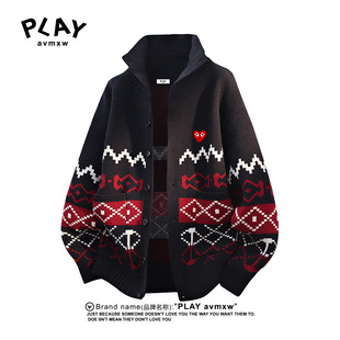 PLAY AVMXW 官方开衫针织衫秋冬季新款情侣同款潮牌休闲提花外套