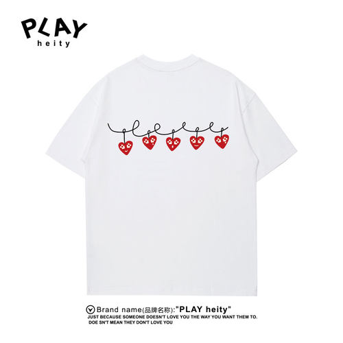 PLAY HEITY 官方短袖T恤男夏季时尚爱心印花半袖女宽松情侣装上衣