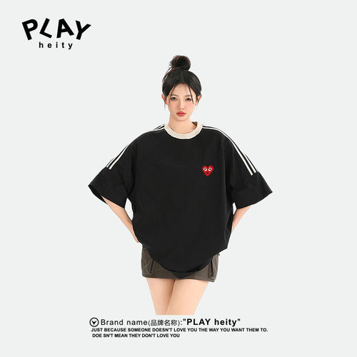 PLAYHEITY短袖男夏季三条杠情侣