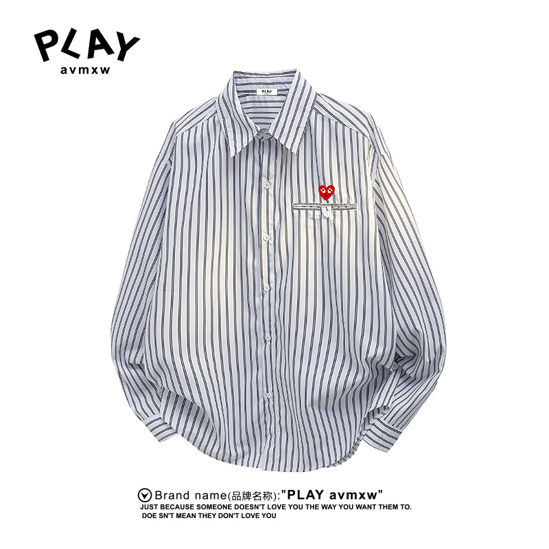 PLAY AVMXW 官方长袖衬衫秋冬季新款情侣款潮牌时尚休闲条纹上衣