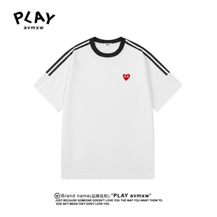 AVMXW 潮牌休闲宽松圆领百搭简约短袖 官方T恤夏季 情侣款 新款 PLAY