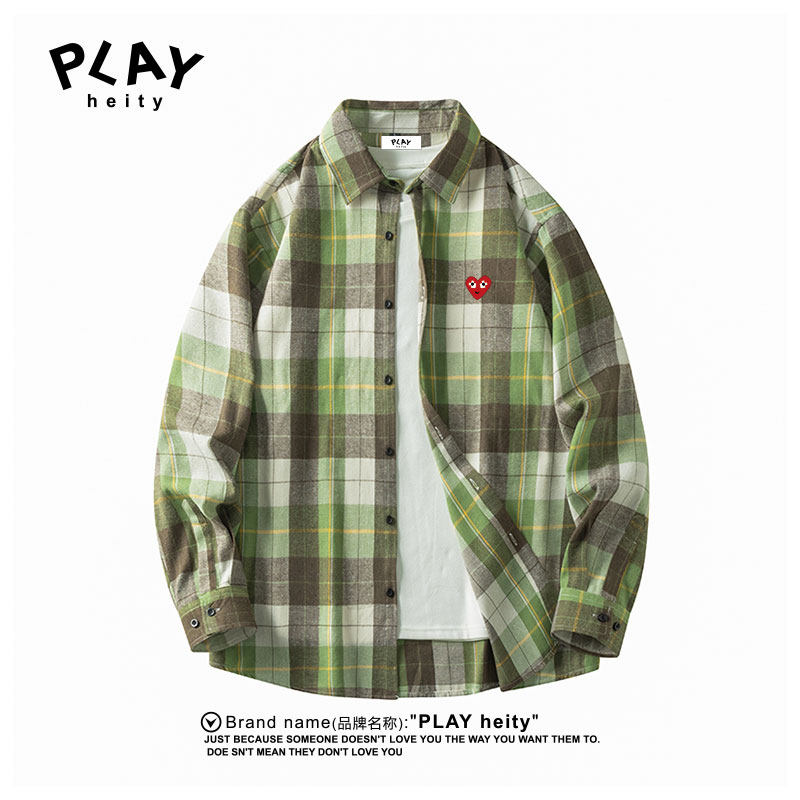 PLAYHEITY男女春秋潮流格子衬衫