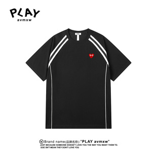 新款 官方T恤夏季 情侣款 潮牌休闲时尚 PLAY 宽松百搭拼接短袖 AVMXW