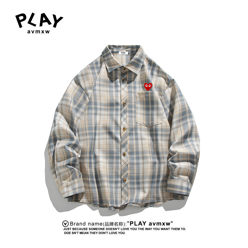 PLAYAVMXW时尚百搭格子长袖衬衣