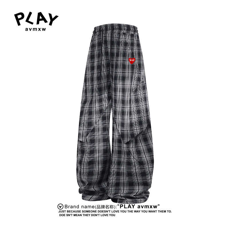 PLAYAVMXW美式拼接格子休闲裤