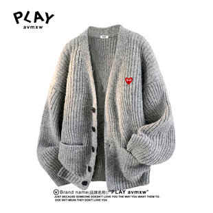 毛衣秋冬季 官方开衫 新款 情侣款 宽松线衣外套 PLAY 休闲时尚 AVMXW