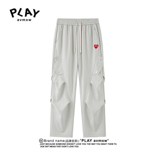AVMXW 纯色平口宽松直筒宽松阔腿裤 官方休闲裤 男女同款 夏季 PLAY