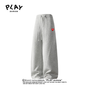 春秋季 官方卫裤 新款 情侣款 PLAY 休闲纯色直筒百搭阔腿长裤 AVMXW